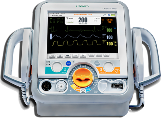 Cardioversor Bifásico c/ Marca Passo, DEA e Impressora Lifeshock Pro